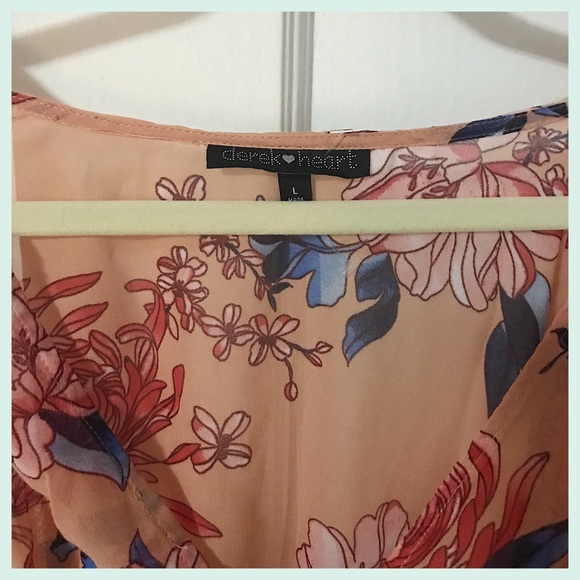 Derek Heart Pink Floral Chiffon High Low Duster - Picture 4 of 9